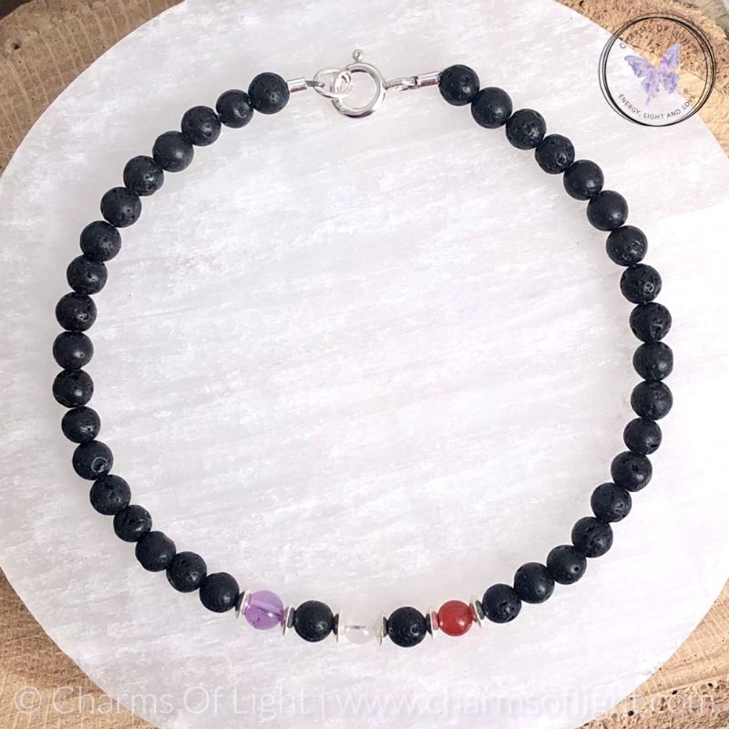 Men's Lava Stone Birthstone Bracelet